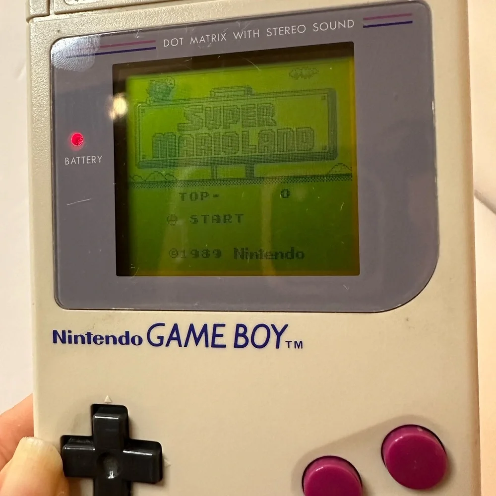 Vintage Nintendo Game Boy Portable Console in Gray with Super Mario Land